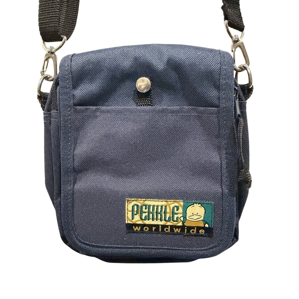 Vintage Y2K Sanrio Pekkle Sanrio Cross Body Zipper Purse Dark Blue 7x7"